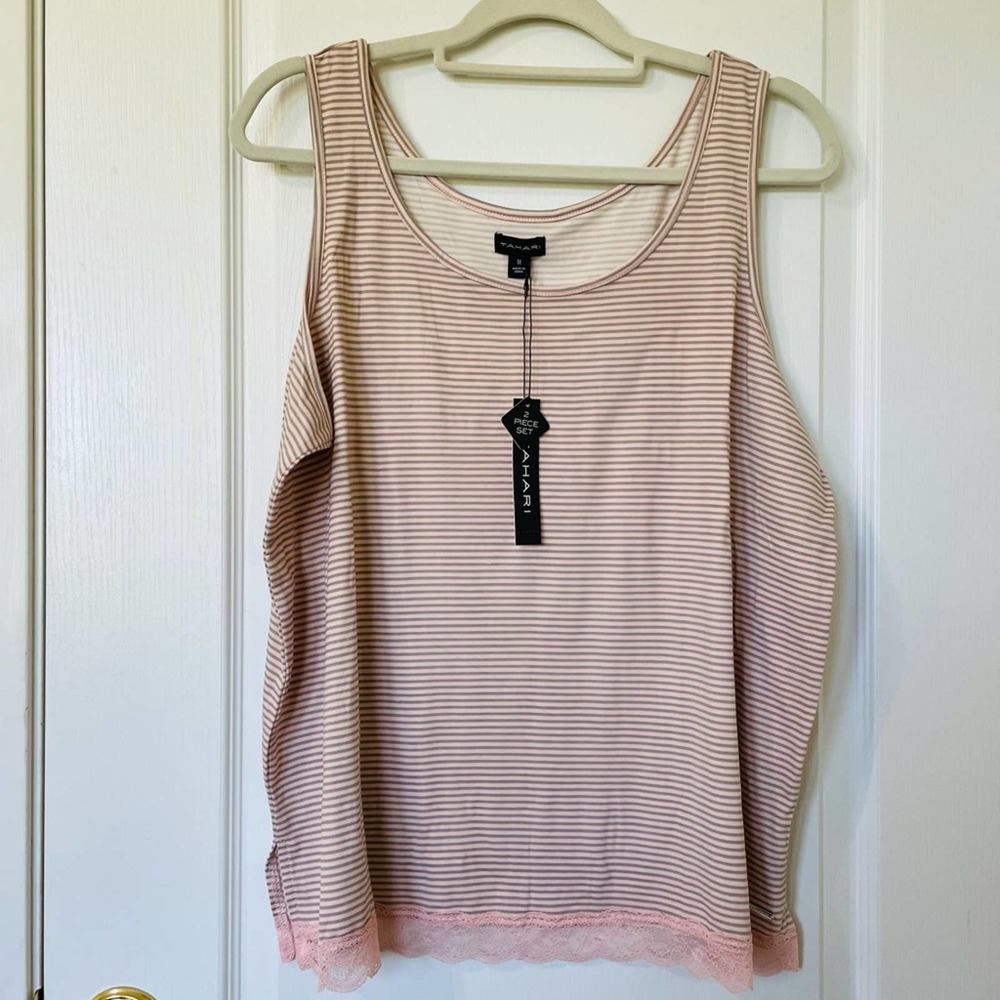 Tahari Tank & Short Set Pink Lace Hen Size 1X
